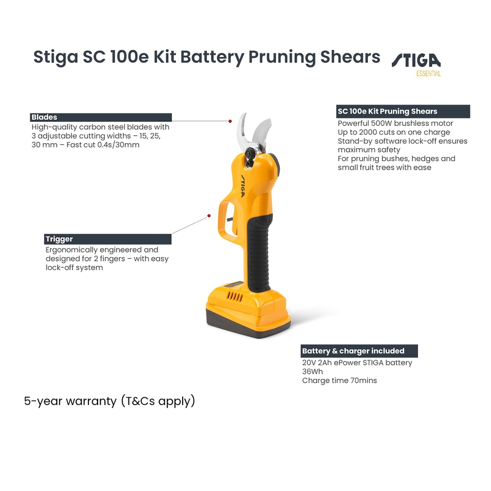 STIGA SC 100e Kit Cordless Pruning Shears Homebase