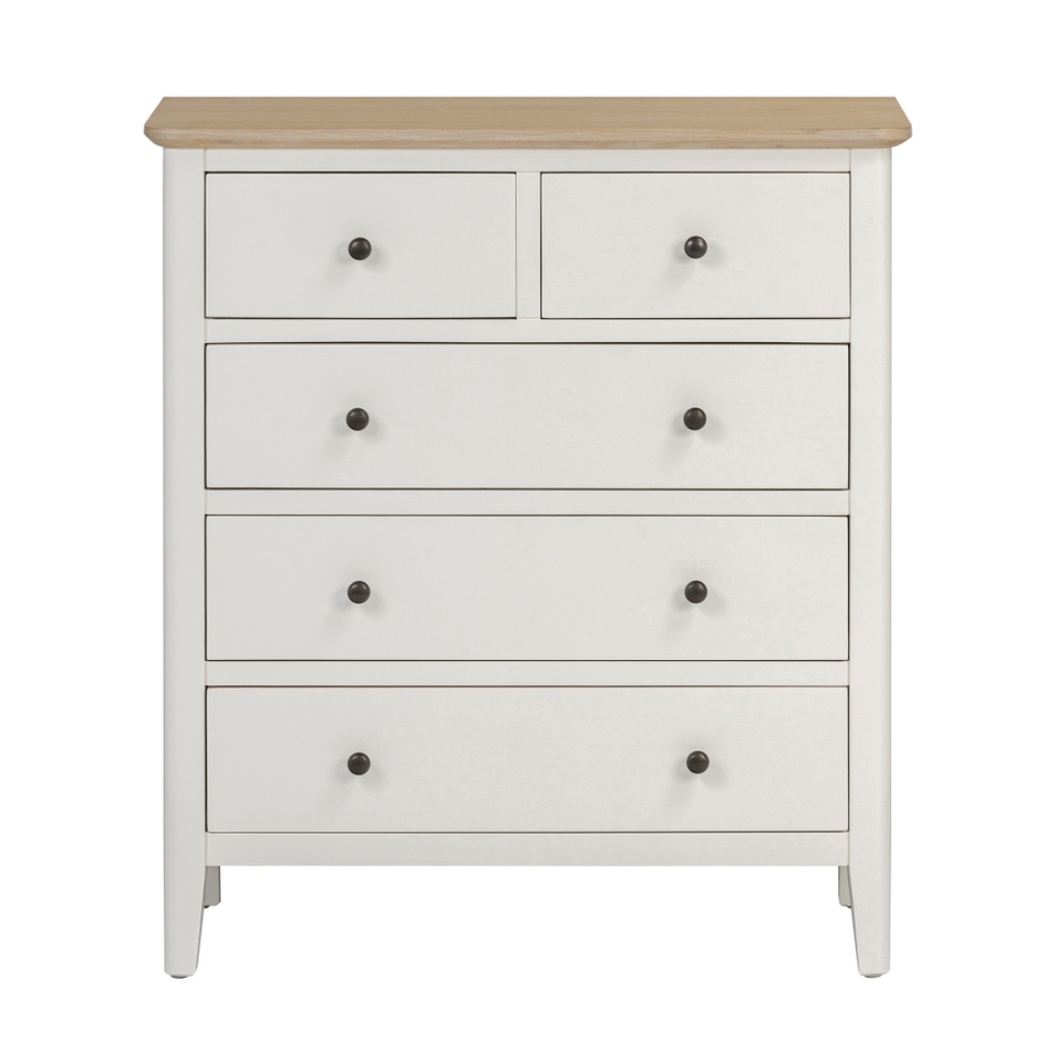 Pembrooke 5 Drawer Chest of Drawers White Homebase