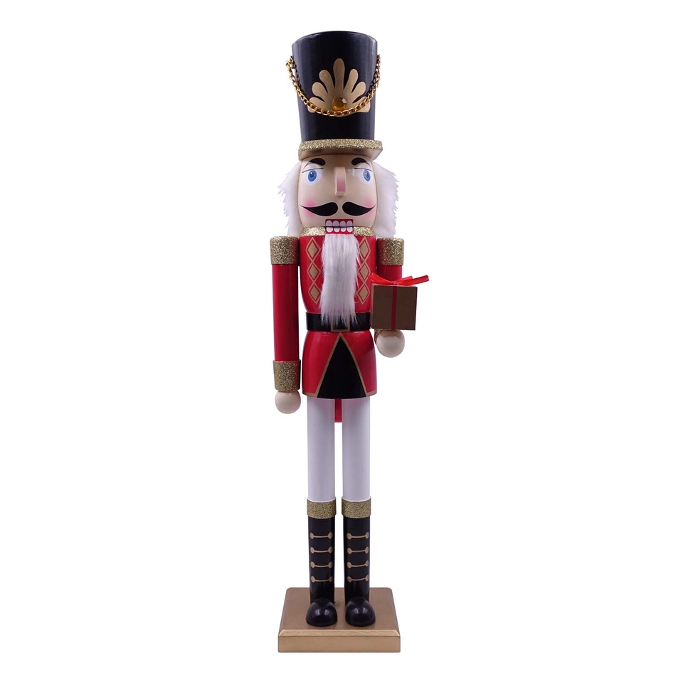 Red Wooden Nutcracker Figure Christmas Decoration - 60cm