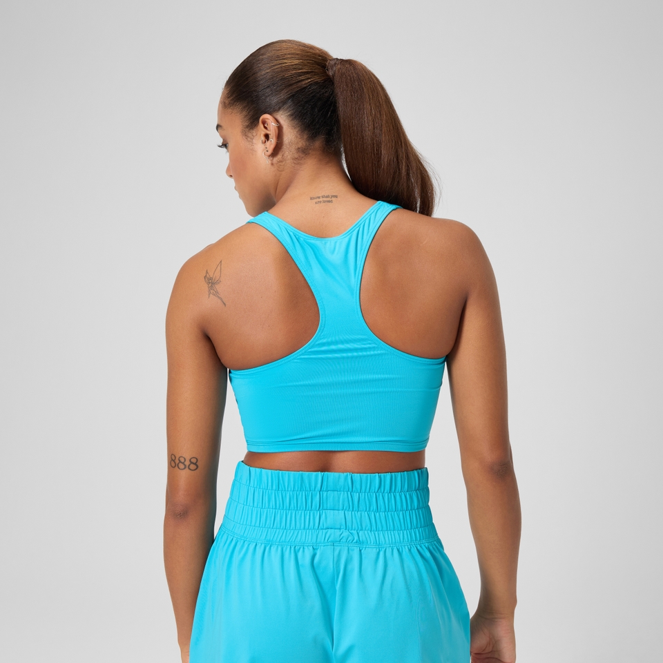 Women's Regan Collection Solid Logo Crop Top Blue