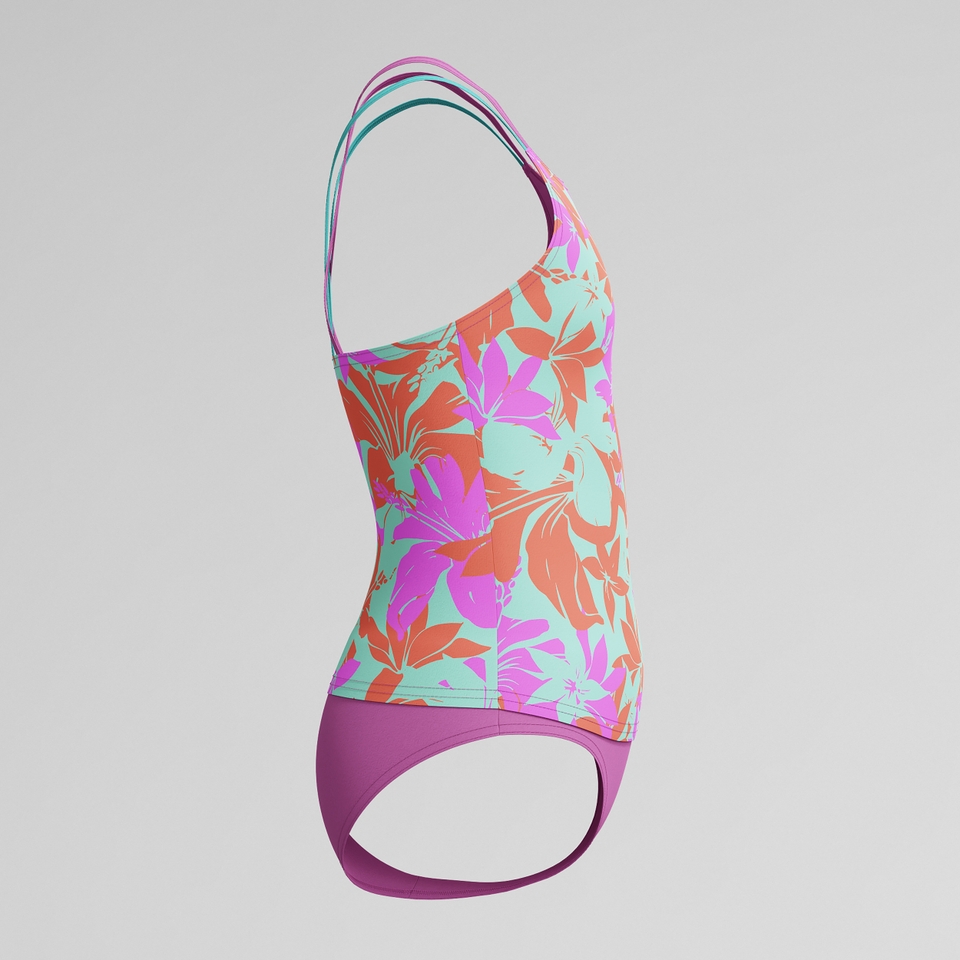 Girls Print Tankini Set Purple