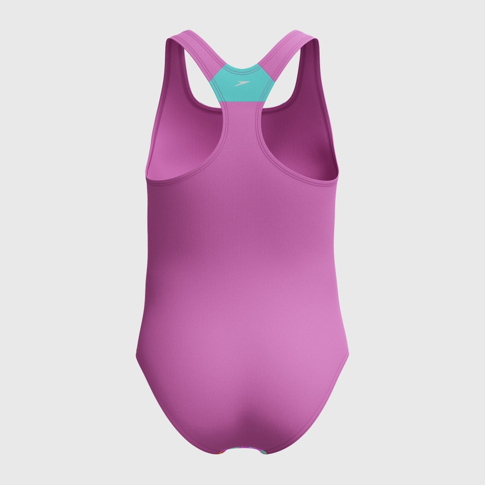 Girl's Printed Sport Splice One Piece Purple