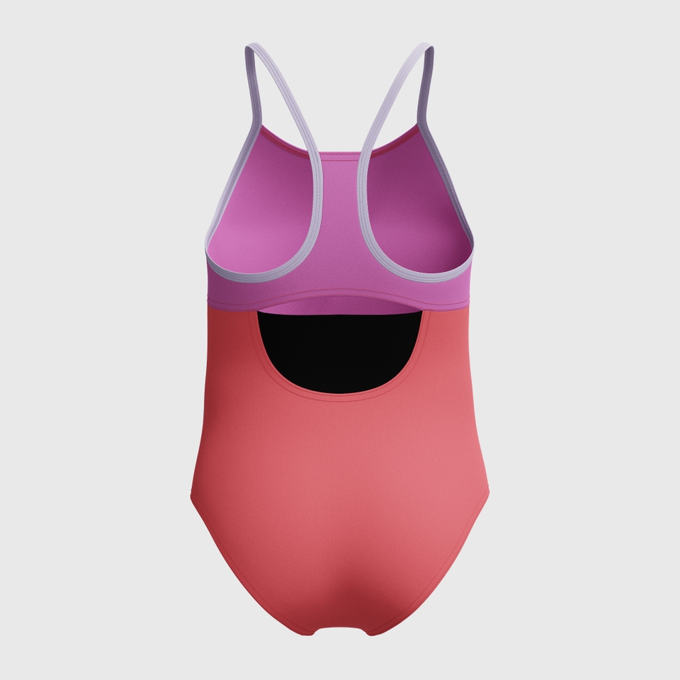 Girl's Radiating Splice One Piece Orange