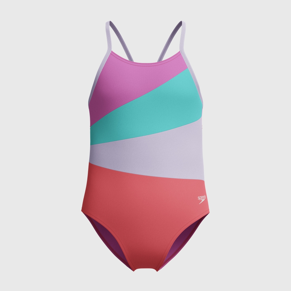 Girl's Radiating Splice One Piece Orange