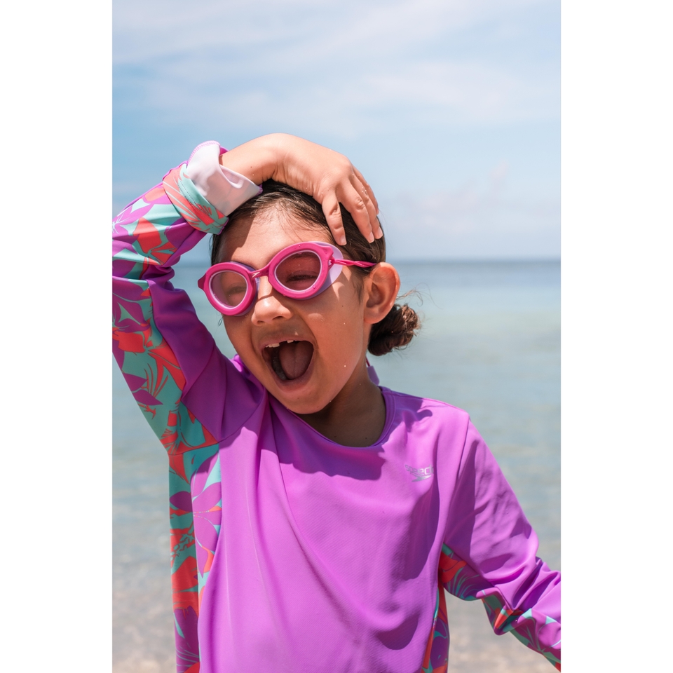 Girls Long Sleeve Printed Splice Rashguard Purple