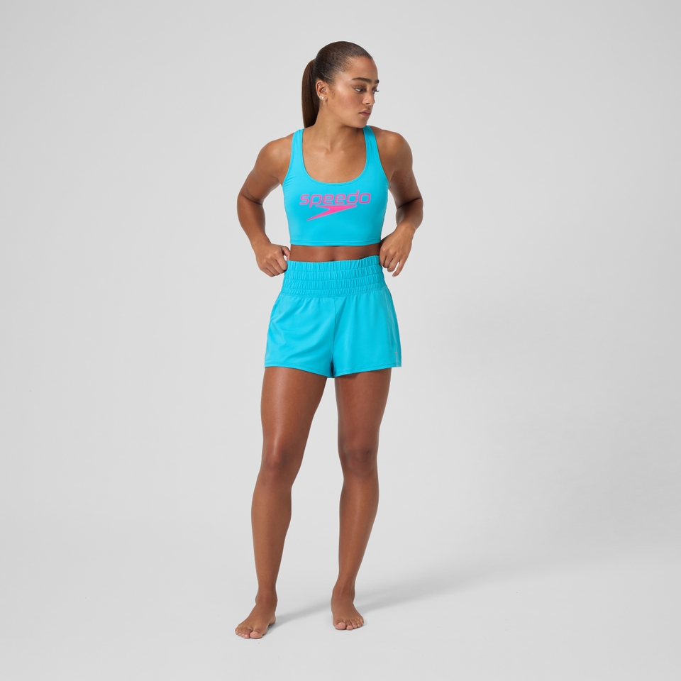 Women's Regan Collection Solid Logo High Waist Short Blue