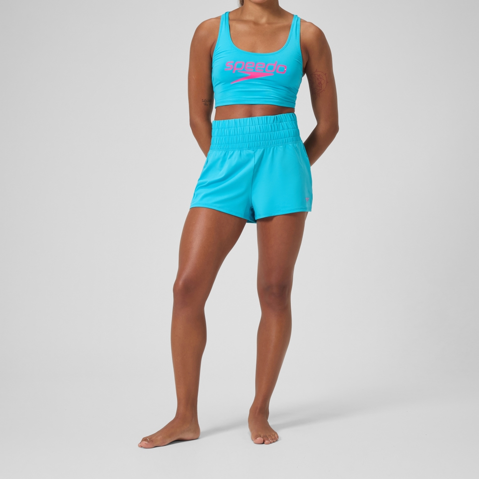 Women's Regan Collection Solid Logo High Waist Short Blue