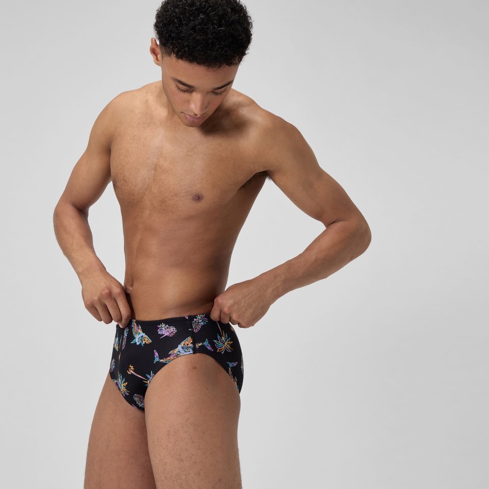 Caleçon boxeur ajusté boxeur ajusté à motif imprimé pour hommes, noir
