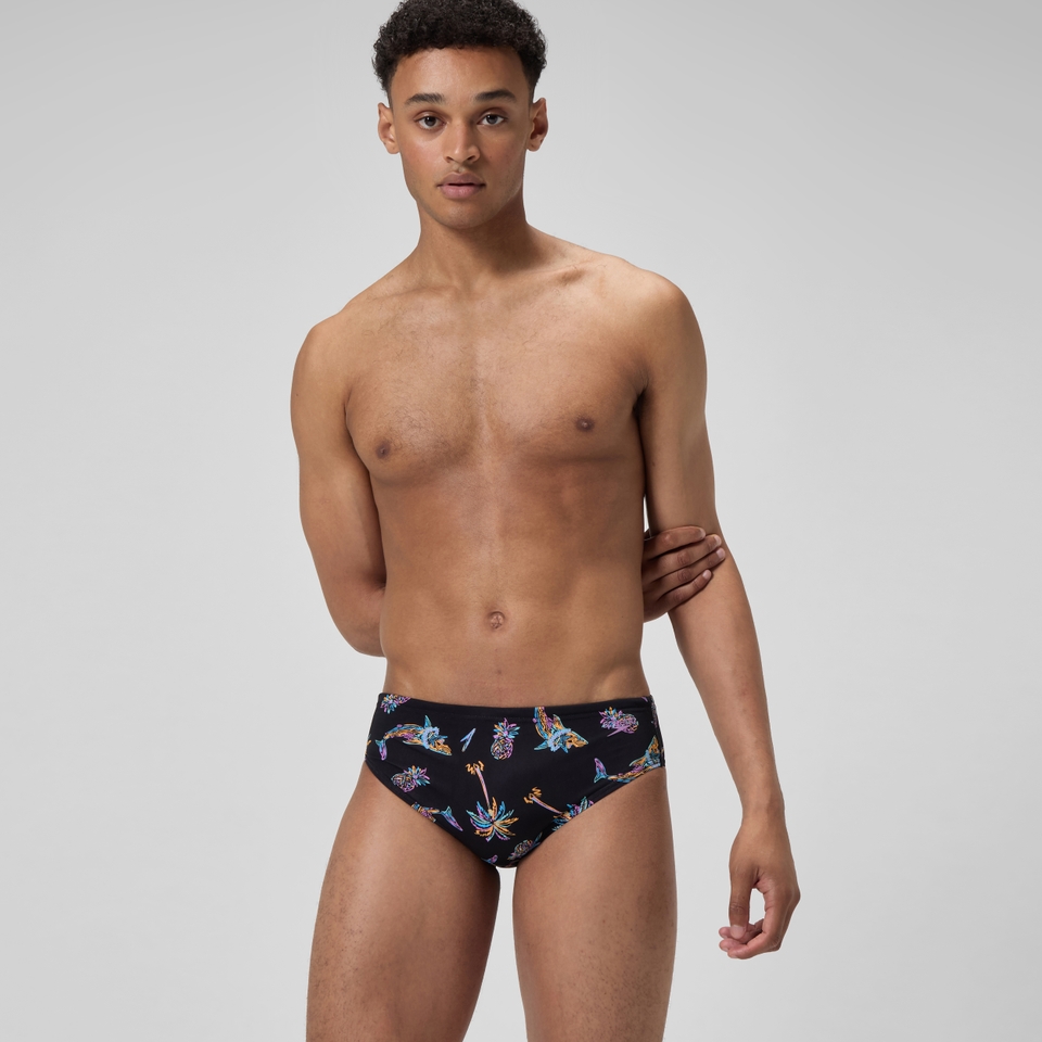 Men's Printed One Brief Black