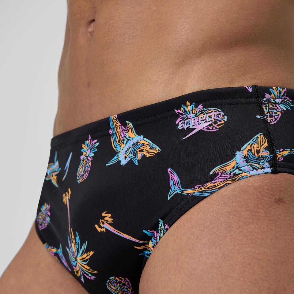 thumbnail image 2 of Speedo Men's Printed One Brief - Virtual Dreams Anthracite Swimming Trunks With UPF 50+ (Size 38) 2 of 10