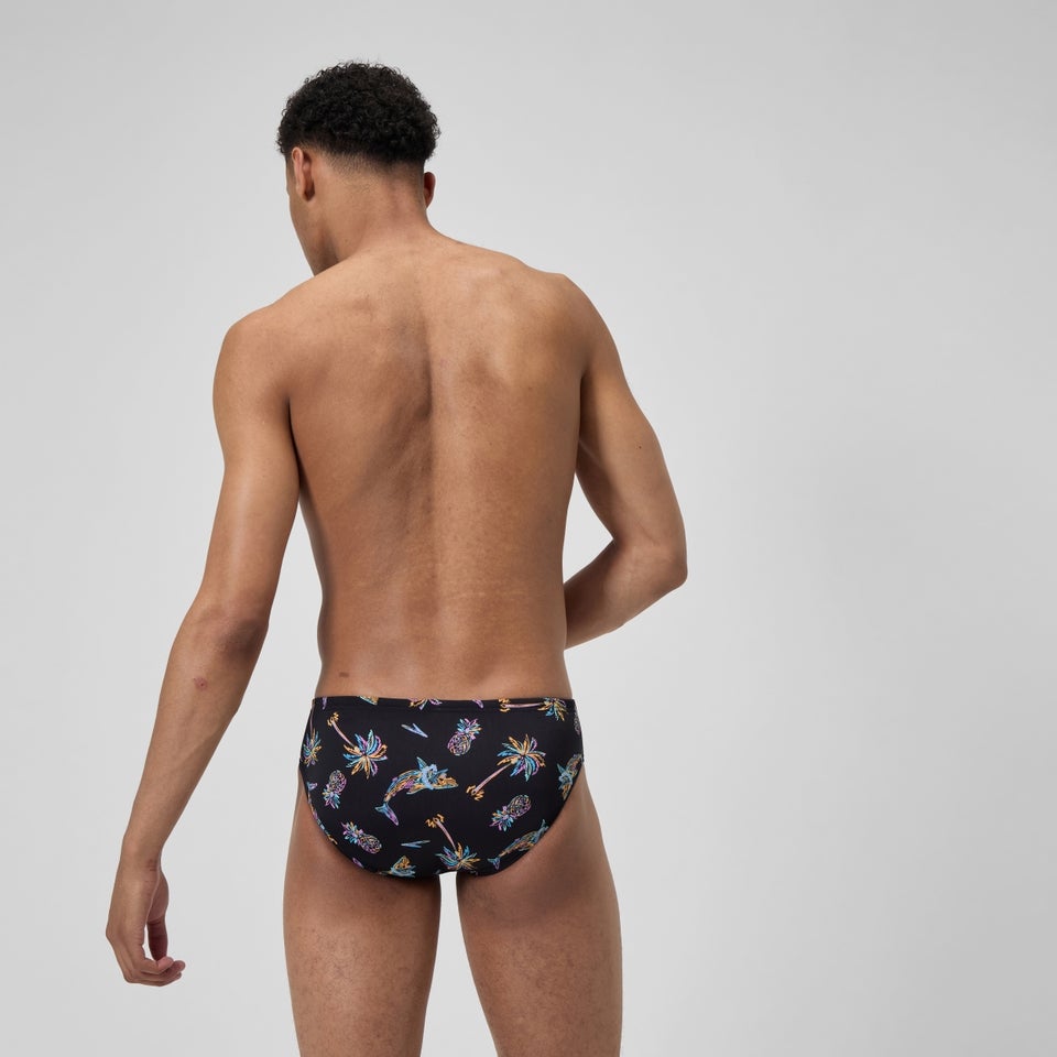 thumbnail image 2 of Speedo Men's Printed One Brief - Virtual Dreams Anthracite Swimming Trunks With UPF 50+ (Size 38) 2 of 10