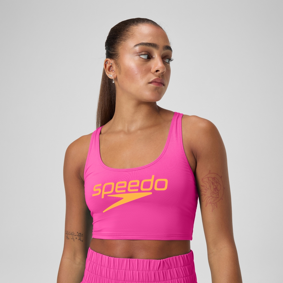 Women's Regan Collection Solid Logo Crop Top Pink