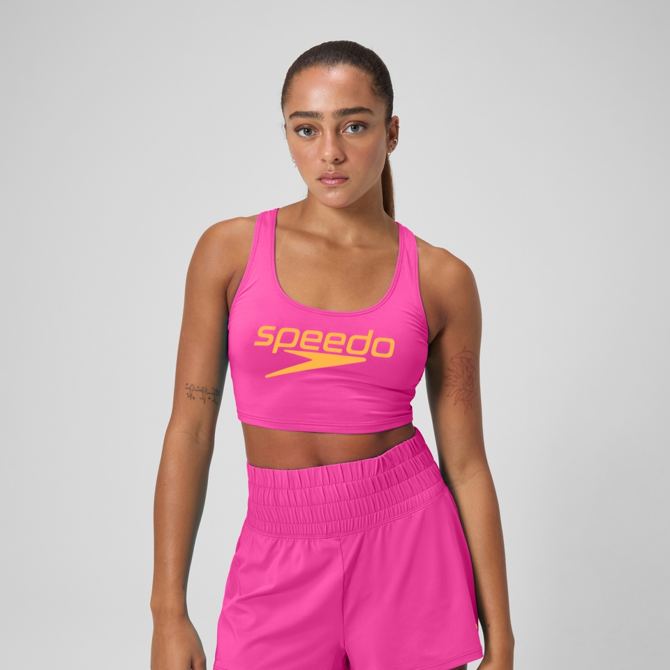 Women's Regan Collection Solid Logo Crop Top Pink