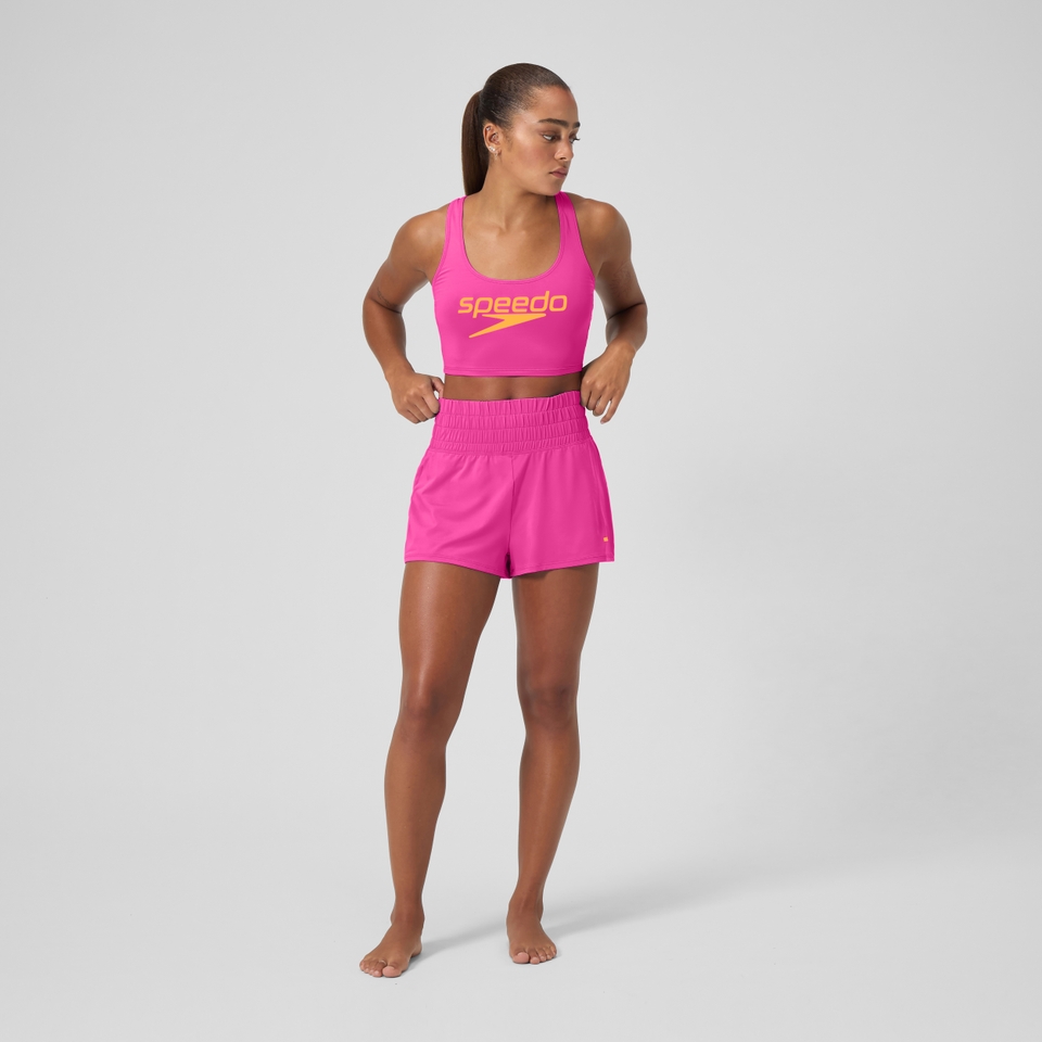 Women's Regan Collection Solid Logo Crop Top Pink