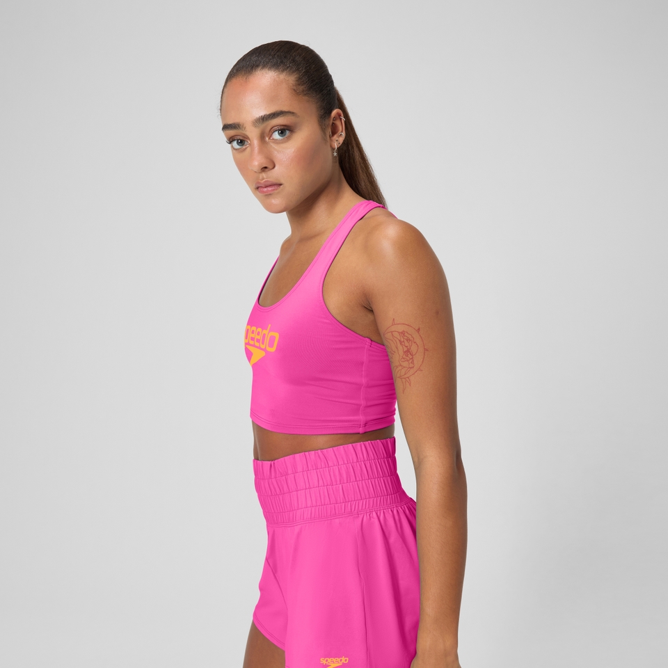 Women's Regan Collection Solid Logo Crop Top Pink