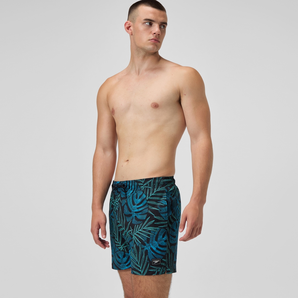 Men's Print Redondo Edge 16"  Volley Swim Trunks Black