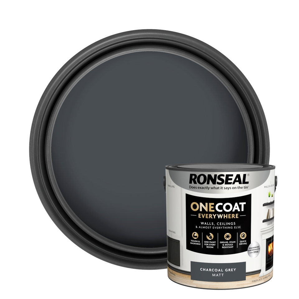 Ronseal One Coat Everywhere Multi Surface Matt Paint Charcoal Grey - 2.5L