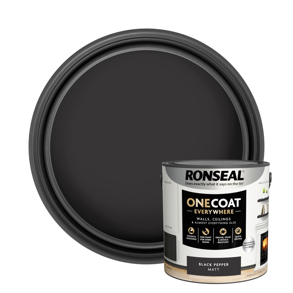 Ronseal One Coat Everywhere Multi Surface Matt Paint Black Pepper - 2.5L