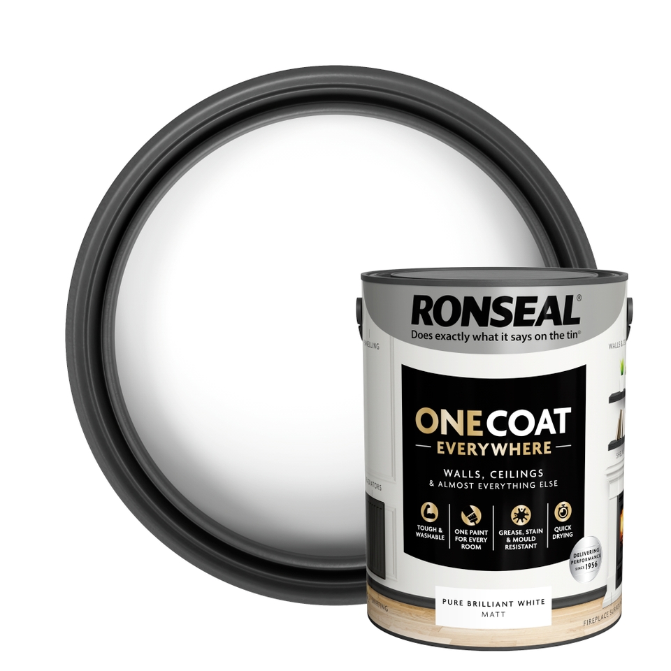Ronseal One Coat Everywhere Multi Surface Matt Paint Pure Brilliant White - 5L