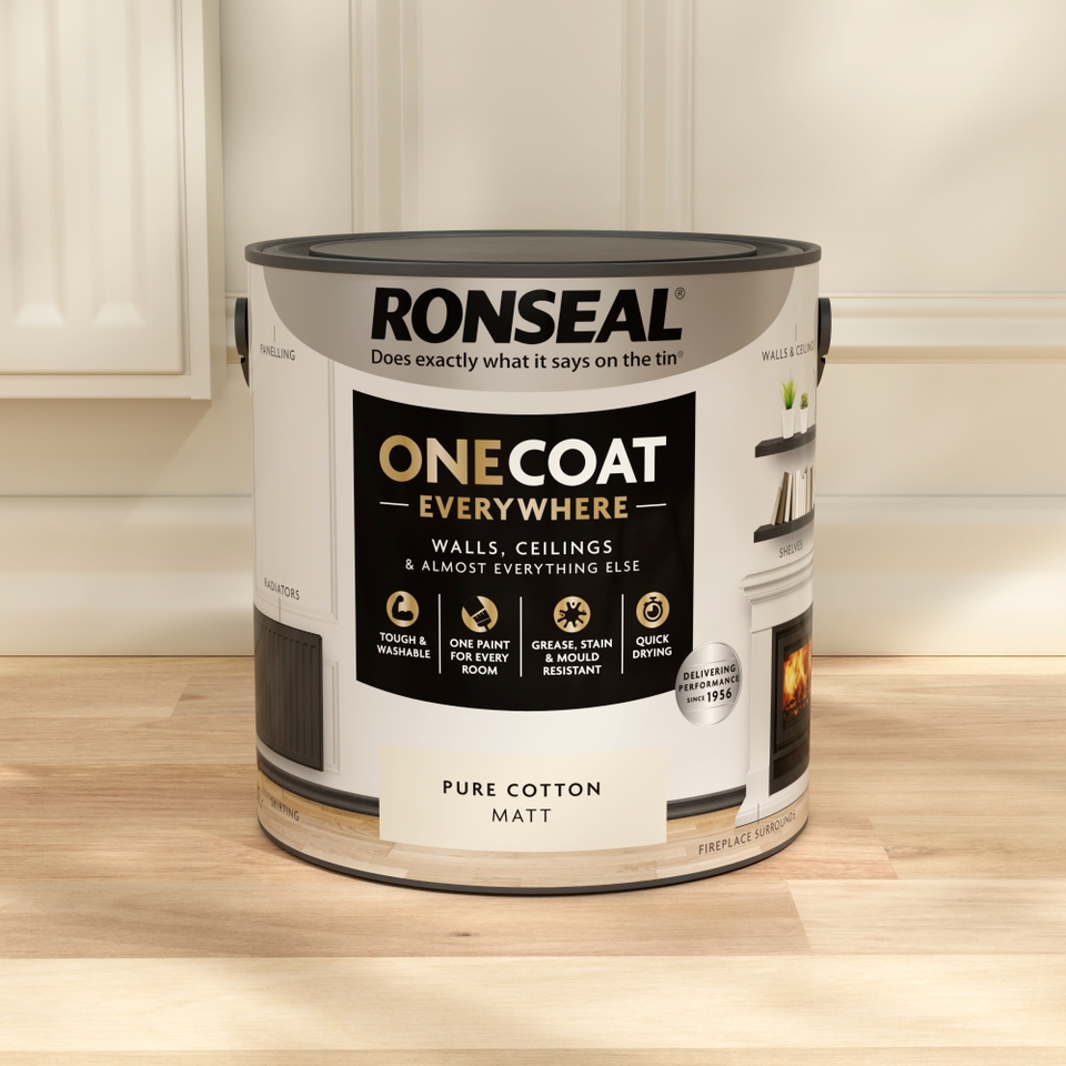 Ronseal One Coat Everywhere Multi Surface Matt Paint Pure Cotton 2.5L