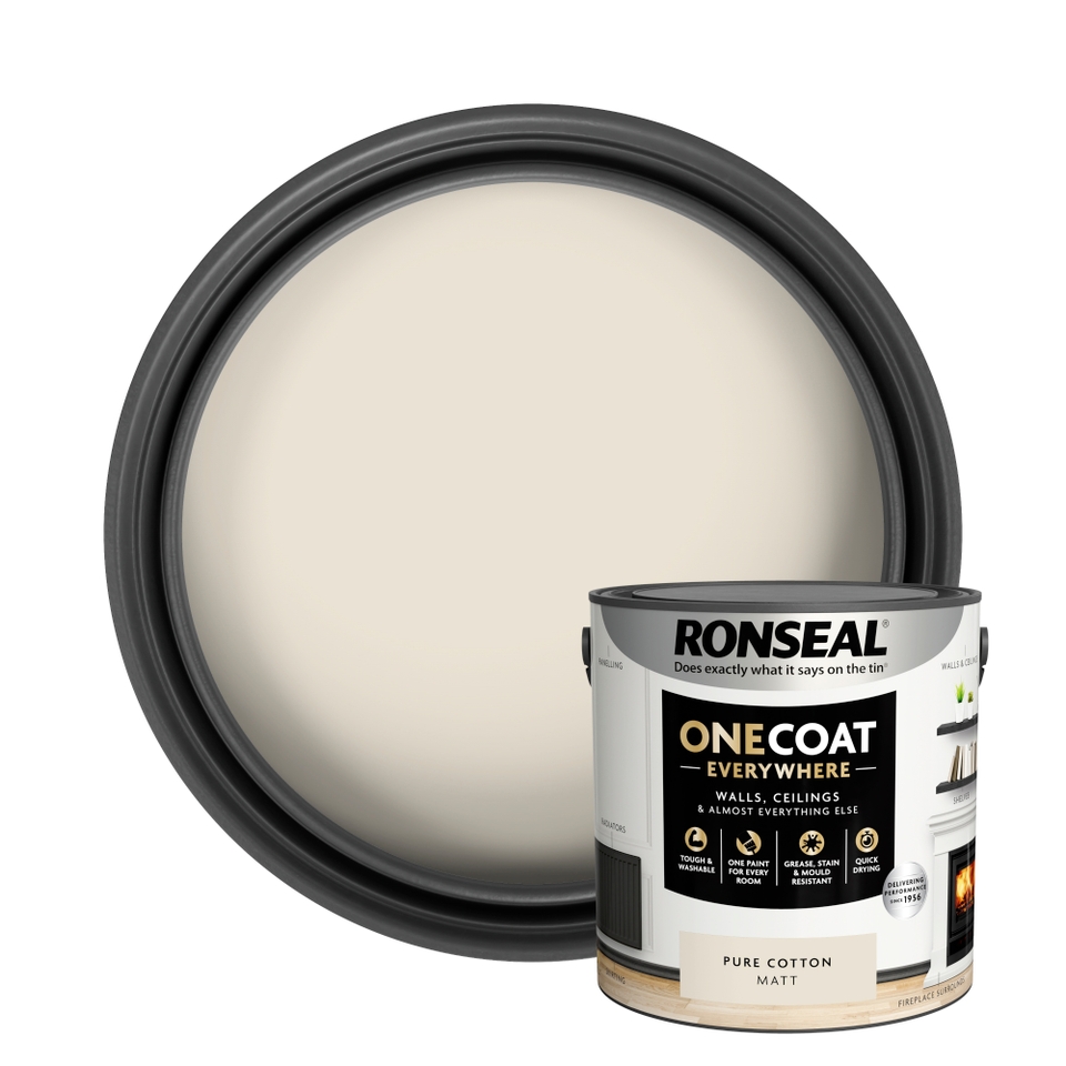 Ronseal One Coat Everywhere Multi Surface Matt Paint Pure Cotton - 2.5L
