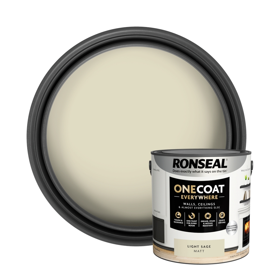 Ronseal One Coat Everywhere Multi Surface Matt Paint Light Sage - 2.5L | Homebase