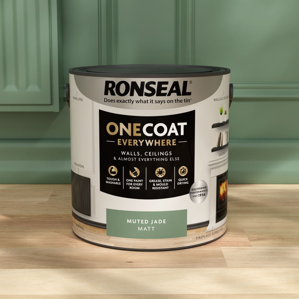 Ronseal One Coat Everywhere Multi Surface Matt Paint Muted Jade 2.5L