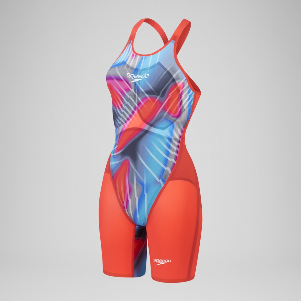 Combinaison partielle à dos fermé - Fastskin LZR Pure Valor 2.0 pour Femmes Bleu/Rouge