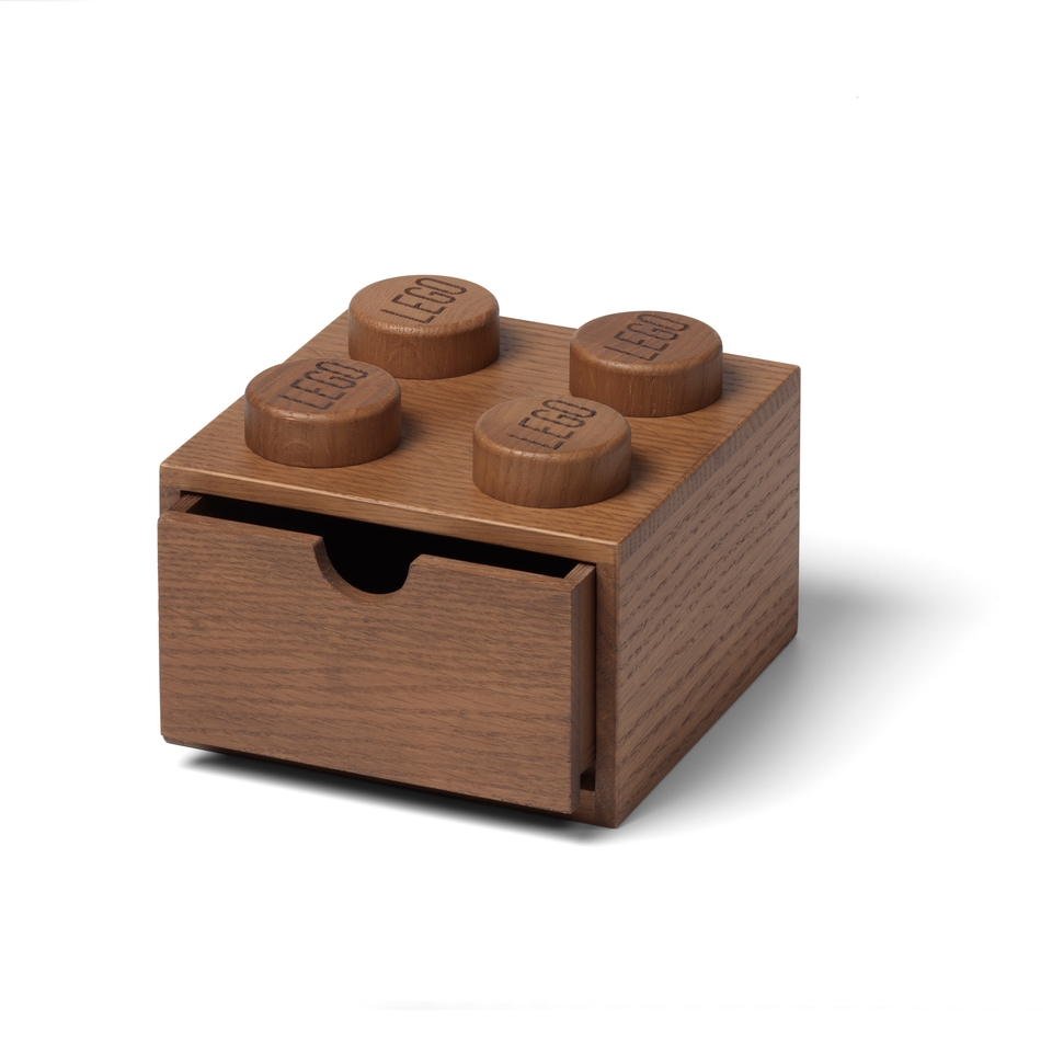 LEGO Wooden 4-Stud Desk Drawer - Dark Stained Oak