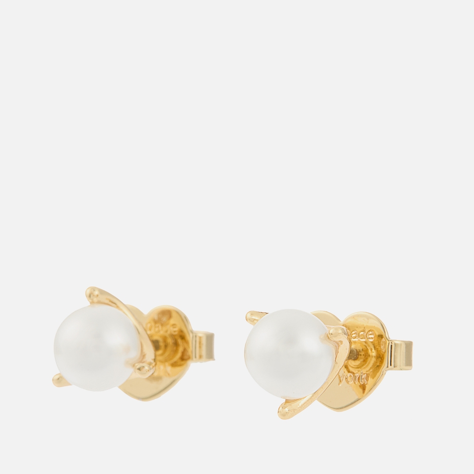 Kate Spade New York Women's Brilliant Statements-Mini Trio Prong Studs - Cream/Gold