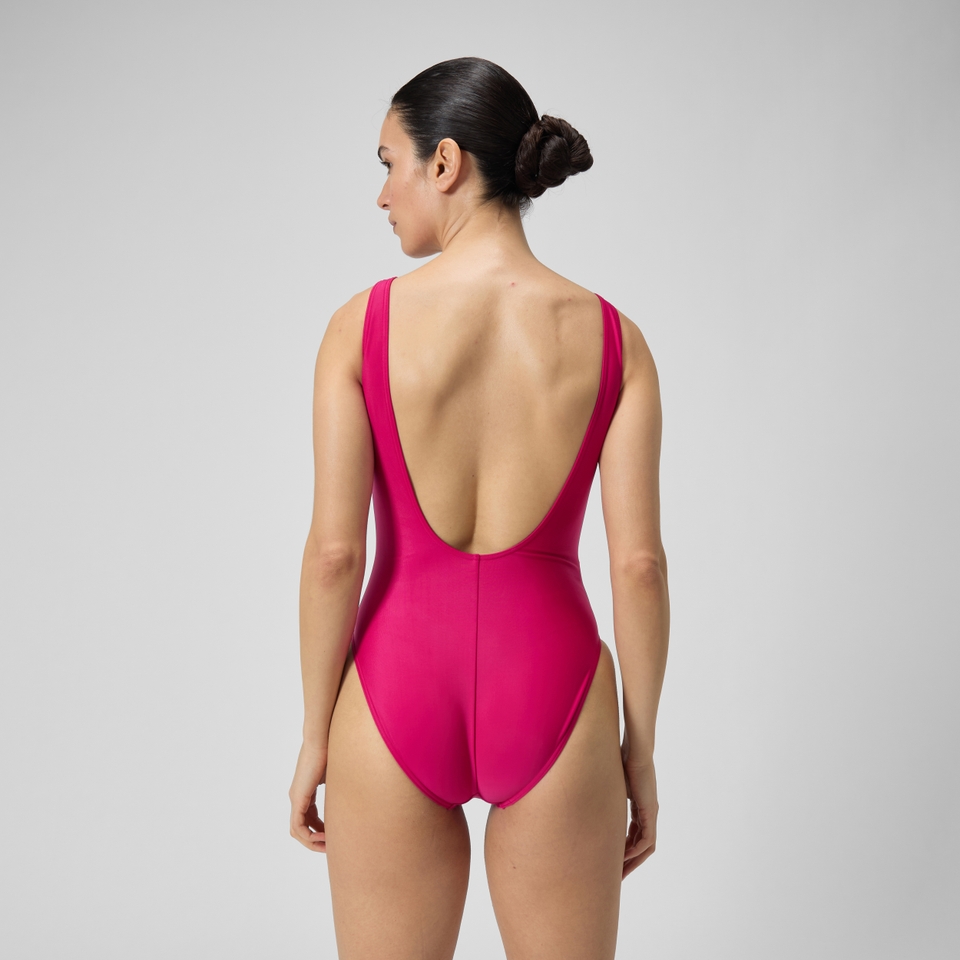 Maillot de bain à dos en U plongeant Logo pour Femmes Magenta brume