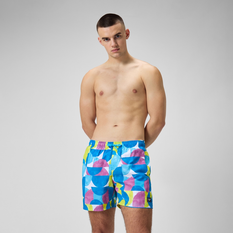 Men's Digital Printed Leisure 16" Swim Shorts Blue
