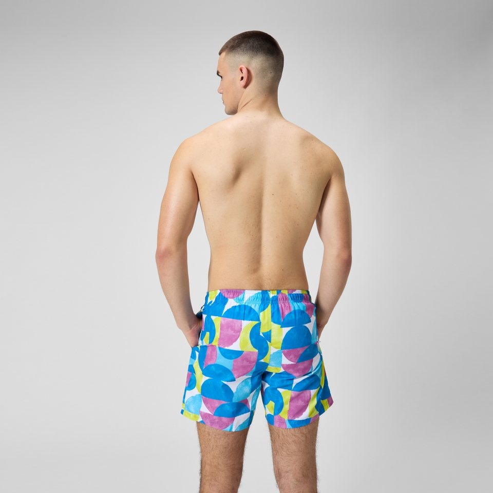 Men's Digital Printed Leisure 16" Swim Shorts Blue