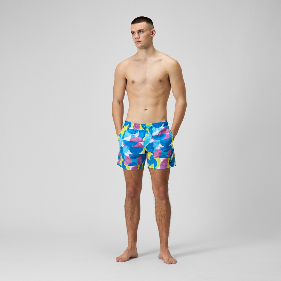 Men's Digital Printed Leisure 16" Swim Shorts Blue