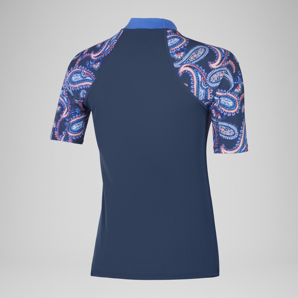 Women's Printed Short Sleeve Rash Top Navy/Blue