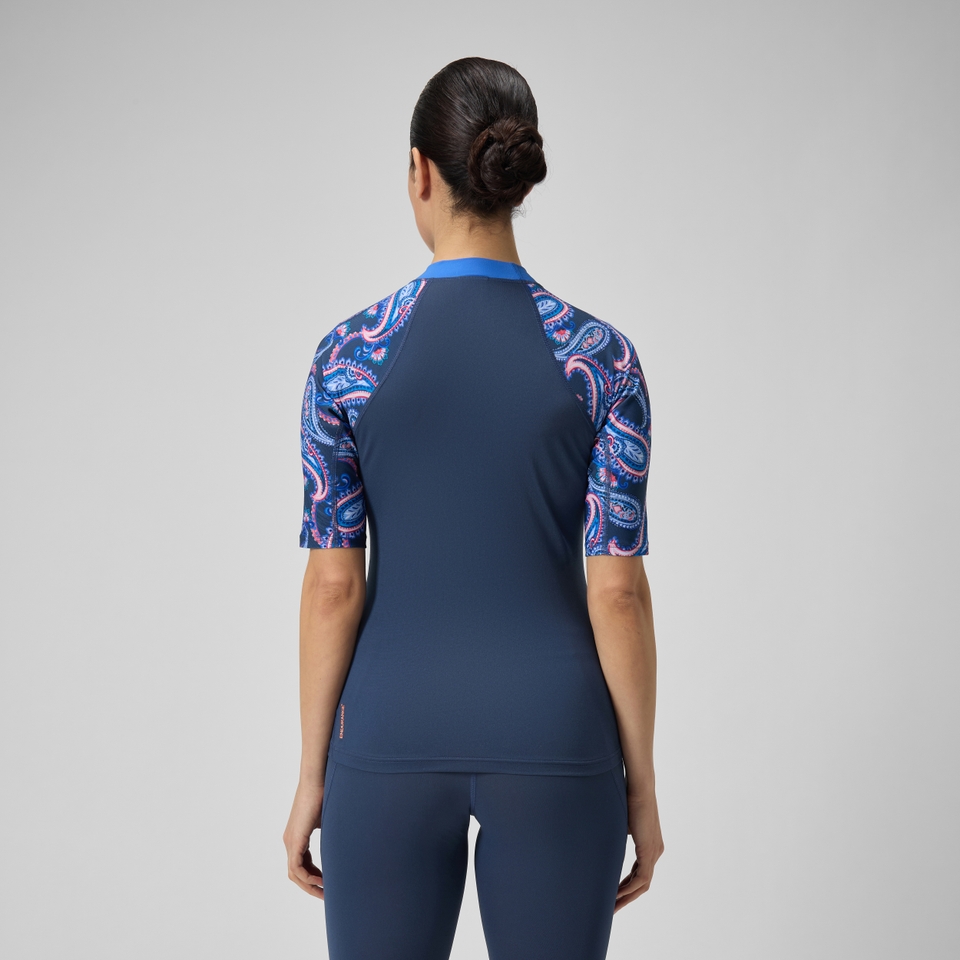 Women's Printed Short Sleeve Rash Top Navy/Blue