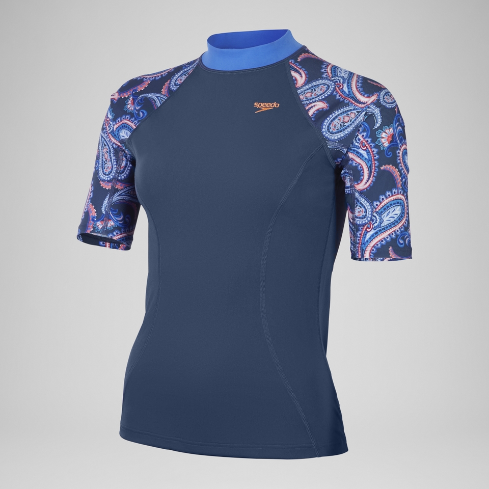 Women's Printed Short Sleeve Rash Top Navy/Blue
