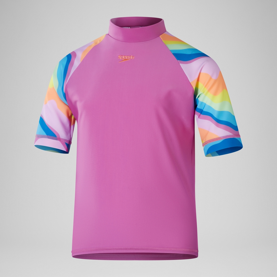 Girls' Printed Short Sleeve Sun Top Pink