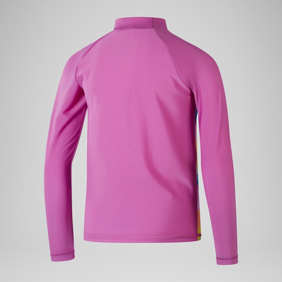 Girls' Printed Long Sleeve Rash Top Pink