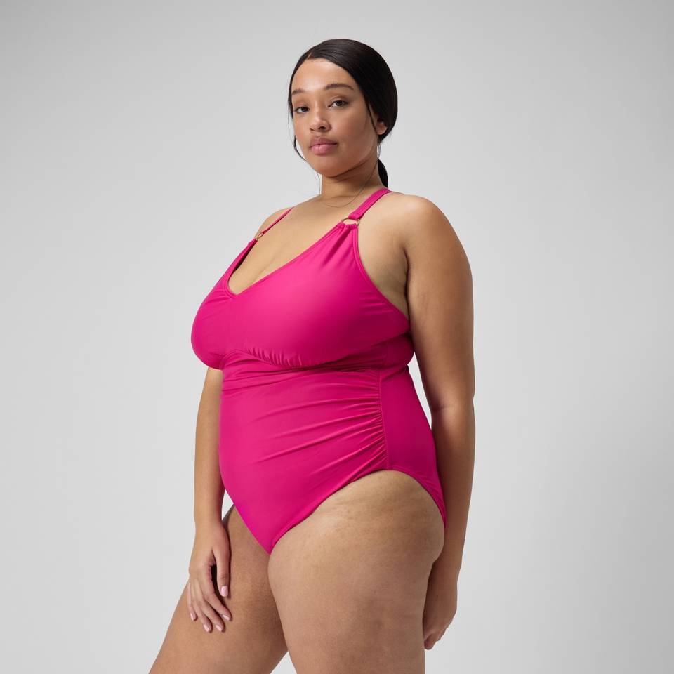 Maillot de bain 1 pièce Shaping avec encolure en V pour Femmes (+) Magenta brume