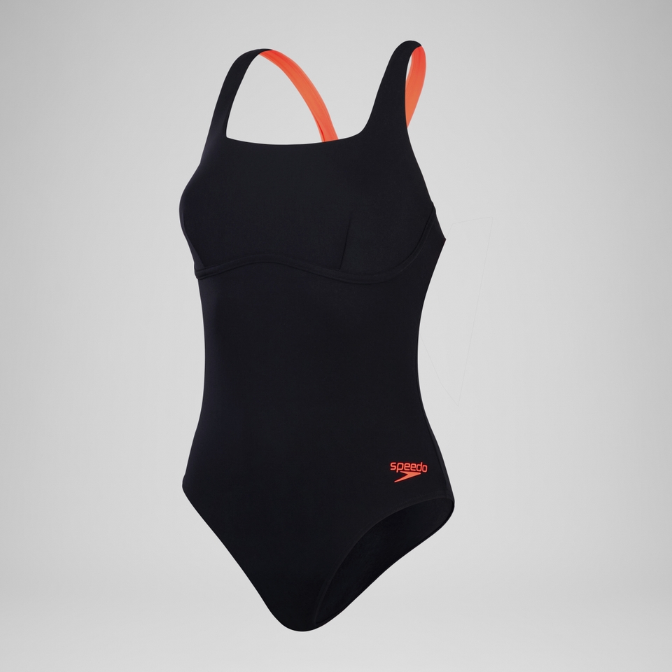 Women's Flex Band Swimsuit with Swim Bra Black/Red