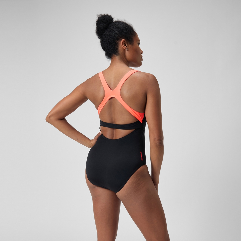 Women's Flex Band Swimsuit with Swim Bra Black/Red