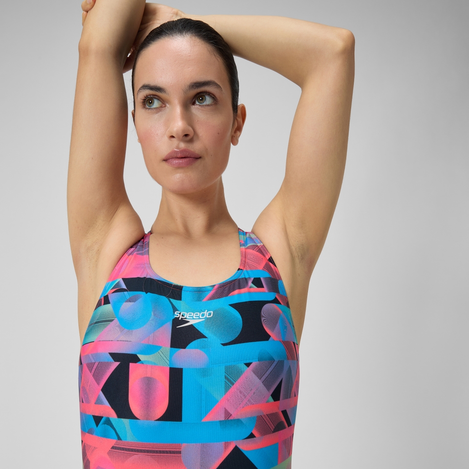 Women's Club Training Allover Digital Powerback Swimsuit Red/Blue