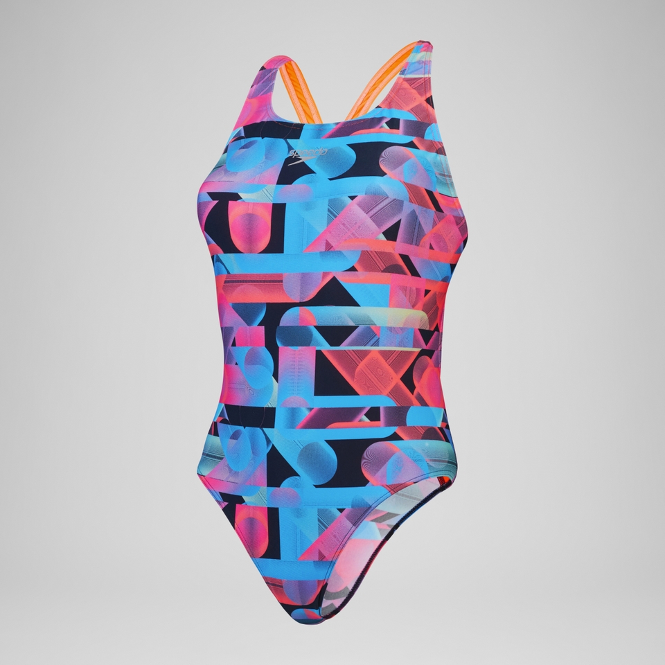 Women's Club Training Allover Digital Powerback Swimsuit Red/Blue