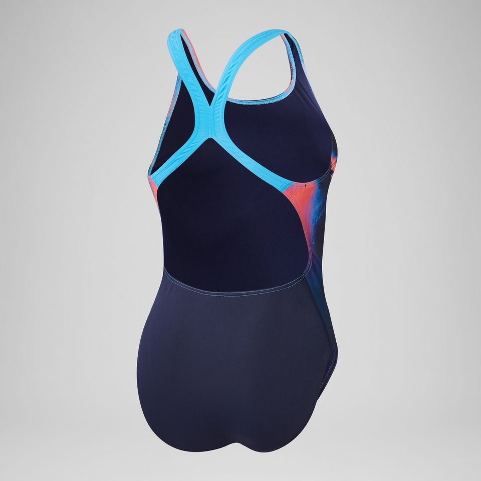 Women's Club Training Placement Digital Powerback Swimsuit Navy/Red