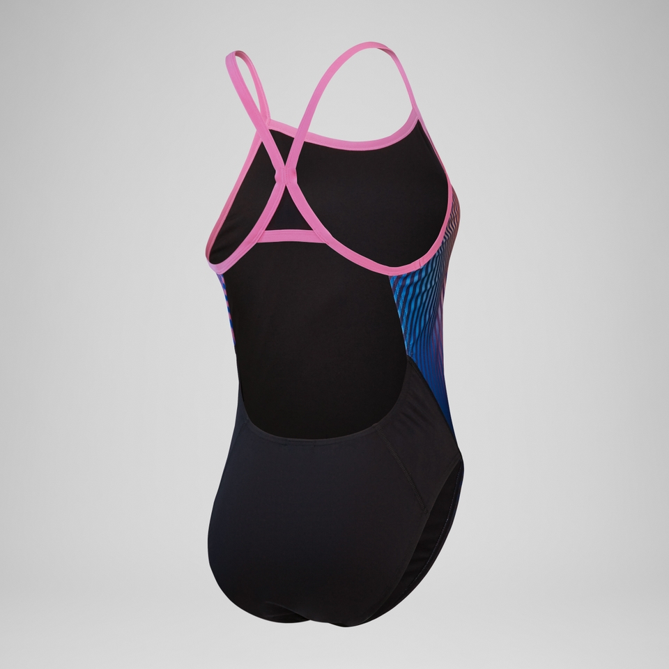 Women's Club Training Placement Digital Turnback Swimsuit Black/Pink