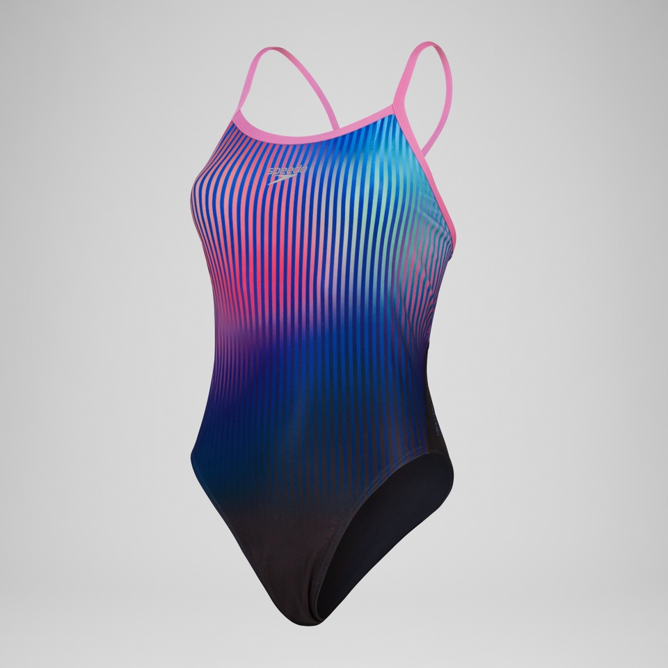 Women's Club Training Placement Digital Turnback Swimsuit Black/Pink