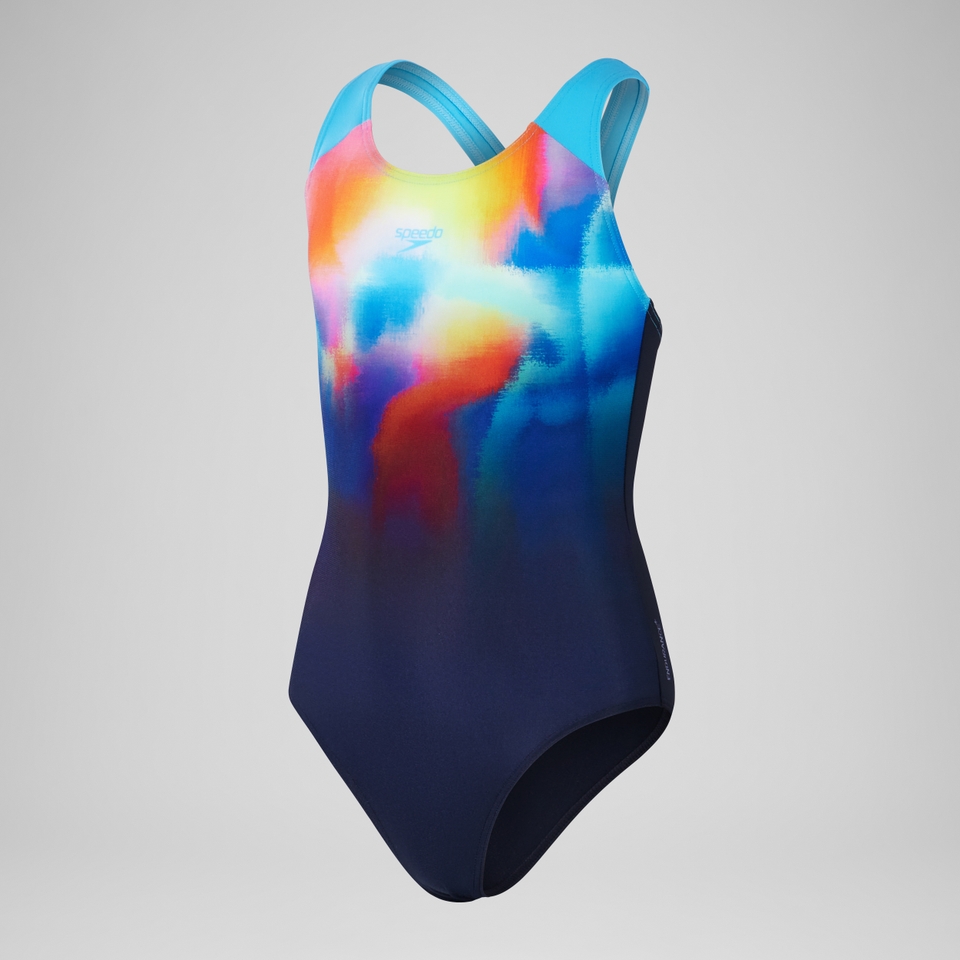 Girls' Digital Placement Splashback Swimsuit Navy/Blue