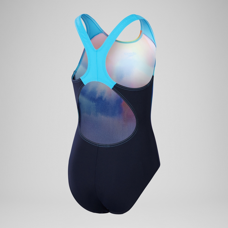 Girls' Digital Placement Splashback Swimsuit Navy/Blue
