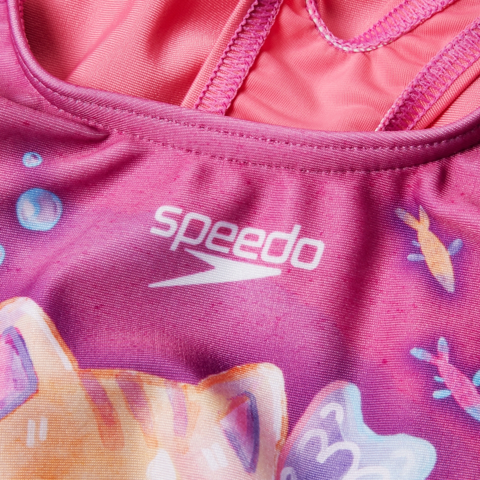 Maillot de bain Fille à imprimé numérique pour Filles Rose kiki/Cyclamen/Pétale